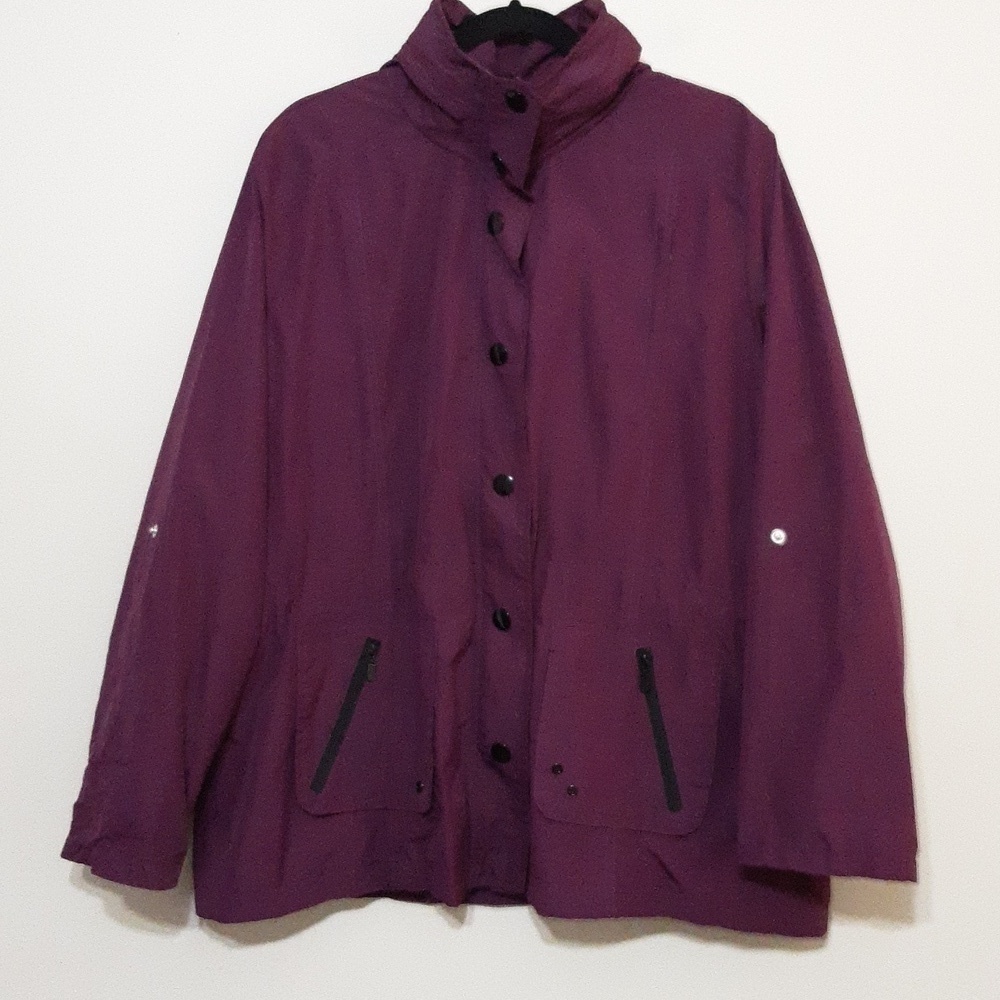 Styles and Co  jacket Windbreaker women XL purple hooded lightweight cozy